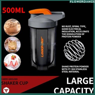 500ml Blender Shaker Bottle with Stainless Whisk Ball Bpa Free Plastic Protein Shakes Workout Gym Sports Workout Gym Sports Water Cup Shake Mug flower