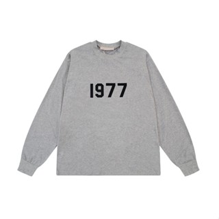 เสื้อยืดแขนยาวลําลอง ผ้าฝ้ายแท้ พิมพ์ลาย High Street Ess 1977 ทรงหลวม สําหรับผู้ชาย และผู้หญิง