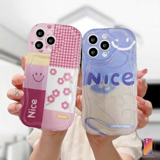 เคสโทรศัพท์มือถือ แบบนิ่ม ลายดอกซากุระ หน้ายิ้ม 3D ขอบโค้ง สําหรับ IPhone XR 11 12 13 14 PRO MAX 6 7 6S 8 14 Plus X XS MAX 11 12 13 Se 2020 6SPlus 7Plus 6Plus 8Plus 14Plus XSMAX