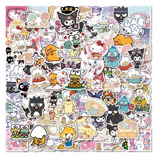 SANRIO สติกเกอร์ ลายการ์ตูนคิตตี้ Kawaii My Melody Kuromi น่ารัก สําหรับตกแต่งไดอารี่ แล็ปท็อป โทรศัพท์ DIY 120 ชิ้น