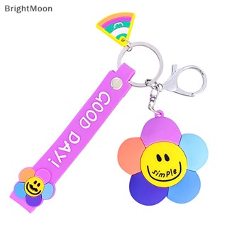 Brightmoon พวงกุญแจ จี้รูปดอกไม้ หน้ายิ้มน่ารัก กันฝน สีสดใส เหมาะกับของขวัญแต่งงาน แฟชั่นสําหรับผู้หญิง