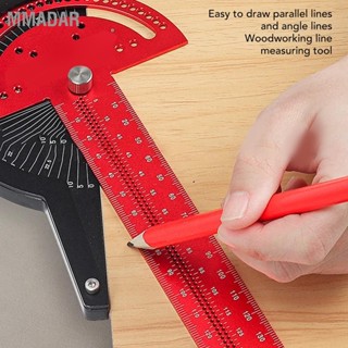 MMADAR Woodworkers Edge ไม้บรรทัดอลูมิเนียมอัลลอยด์สีแดงสีดำปรับมุม T Square ไม้บรรทัดสำหรับงานไม้