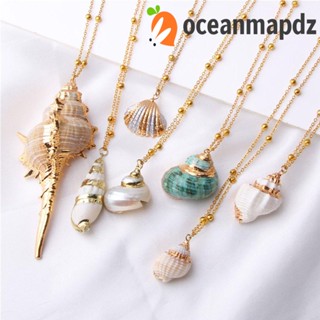 OCEANMAPDZ เครื่องประดับ สร้อยคอ จี้เปลือกหอย เหมาะกับเดินชายหาด สไตล์โบโฮ สําหรับผู้หญิง