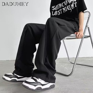 DaDuHey🔥 2023 Ice Silk High Street Draped Casual Pants Mens Korean-Style Fashion Loose All-Match Elastic Waist Suit Pants