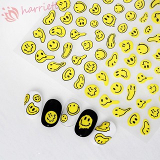 HARRIETT Women Cartoon Nail Stickers Rabbit Nail Art Decorations Smiley Nail Stickers Colorful Self-Adhesive Manicure Accessories Dog Girls Flame DIY Nail Decals