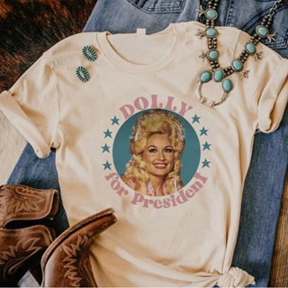 Dolly Parton เสื้อยืดลําลอง แขนสั้น พิมพ์ลายอนิเมะ 2000s สไตล์ญี่ปุ่น สําหรับสตรี