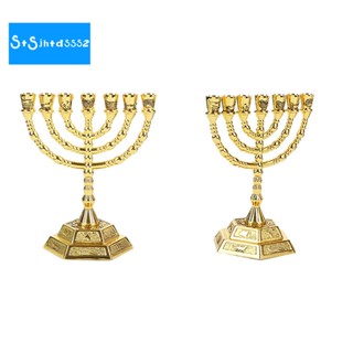 Golden Jewish Menorah เชิงเทียน 7 กิ่ง สําหรับตกแต่งบ้าน