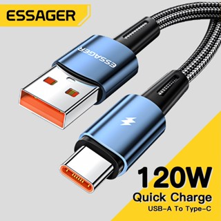 Essager สายเคเบิลชาร์จเร็ว 120W USB Type C 67W 6A สีดํา Shark5 Pro