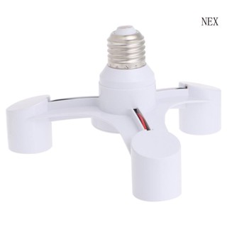 Nex 3 In 1 E27 To 3E27 อะแดปเตอร์ซ็อกเก็ตแยกฐานหลอดไฟ LED สีขาว