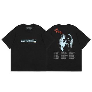 พร้อมส่ง เสื้อยืดคอกลม แขนสั้น ผ้าฝ้าย พิมพ์ลายตัวอักษร Astroworld Fortress Night สไตล์ฮิปฮอป พลัสไซซ์ โอเวอร์ไซซ์ แฟชั่นฤดูร้อน สําหรับผู้ชาย และผู้หญิง