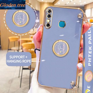 เคสโทรศัพท์มือถือ ลายต้นไม้ Gloden พร้อมขาตั้ง และสายคล้อง สําหรับ Infinix Hot 8 Pro X650 X650C