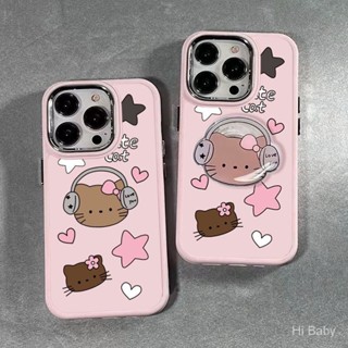 เคสโทรศัพท์มือถือ ซิลิโคนนุ่ม ลายเฮลโล คิตตี้ โลหะ สําหรับ Iphone 14Promax 14Pro 14Plus 14 13Promax 13Pro 13 12Promax 12Pro 12 11Promax 11Pro 11 XSMAX XR