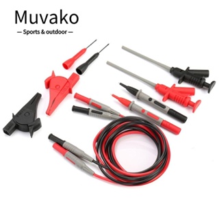 MUVAKO ชุดอะแดปเตอร์ทดสอบมัลติมิเตอร์ เข็ม 1 เมตร สีแดง สีดํา 10A CAT III 1000V สําหรับแบตเตอรี่รถยนต์ 10 ชิ้น