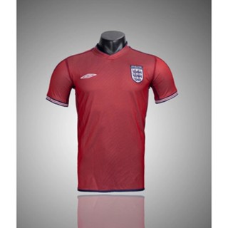 เสื้อกีฬาแขนสั้น ลายทีมชาติฟุตบอล England 2002 ชุดเยือน สไตล์เรโทร