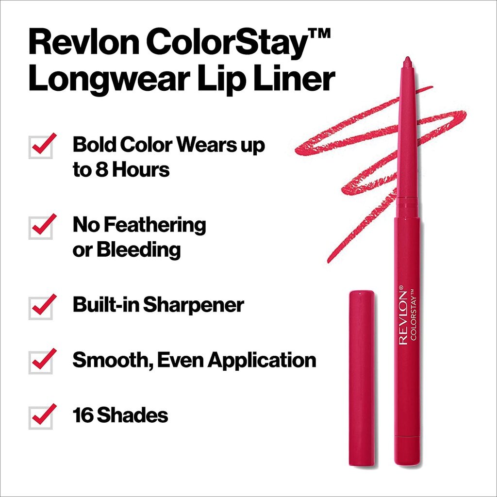 [ลด30% ใช้โค้ดไลฟ์/Shopee Video] พร้อมส่ง ของแท้ ลิปไลน์เนอร์ Revlon ColorStay Lip Liner with Built in Sharpener(Wine)