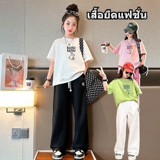 เสื้อยืดแขนสั้น ผ้าฝ้ายแท้ สําหรับเด็กผู้หญิง