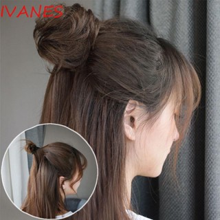 IVANES กิ๊บติดผม ทรงโดนัท แบบสั้น สีดําธรรมชาติ