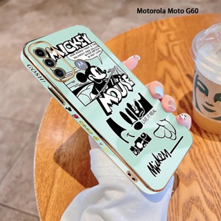 เคสโทรศัพท์มือถือ แบบนิ่ม ขอบสี่เหลี่ยม พิมพ์ลายมิกกี้ หรูหรา สําหรับ Motorola Moto G10 G22 G30 G50 5G G52 G60 G40