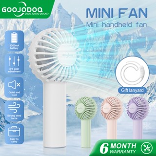 GOOJODOQ พัดลมมือถือ ขนาดเล็ก แบบพกพา ความเร็ว 3 ระดับ Usb มอเตอร์ไร้แปรงถ่าน 3000mAh