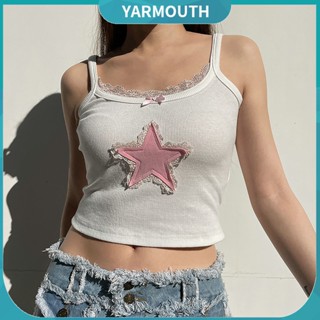 Yyr-- เสื้อกั๊กแขนกุด คอยู เข้ารูป แต่งลูกไม้ ปักลายดาว แฟชั่นฤดูร้อน สไตล์โลลิต้า สําหรับผู้หญิง