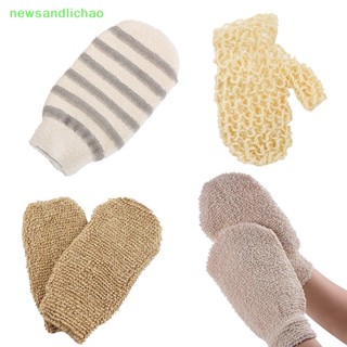 Newsandlichao ถุงมือใยไผ่ ถุงมืออาบน้ํา แบบสองด้าน ขัดผิว 1 ชิ้น