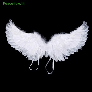 Peacellow ที่คาดศีรษะ รูปปีกนางฟ้า ประดับขนนก สีขาว สําหรับคอสเพลย์ เทศกาลคริสต์มาส ปาร์ตี้ 1 ชุด