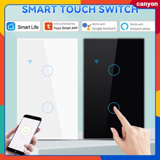 1/2/3/4gang Tuya Wifi Smart Switch Sensitive Touch Comtrol Timing Countdown Function การควบคุมแอพสมาร์ทโฟนรองรับการควบคุมด้วยเสียงทำงานร่วมกับ Alexa และ Google Home canyon