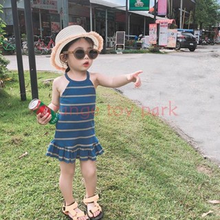 จัดส่งที่รวดเร็ว เดรสเด็กผู้หญิง เดรสปาดไหล่ เดรสสั้น ลายทาง เดรสเจ้าหญิง เสื้อผ้าเด็กผู้หญิง เดรสเด็กผู้หญิง  ชุดเด็กผู้หญิง
