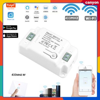 Wifi+433 รีโมทคอนโทรล Tuya Wifi Smart Switch Module Timing Countdown Function Support Smart Speaker Voice Control Link with Other Home Devices canyon