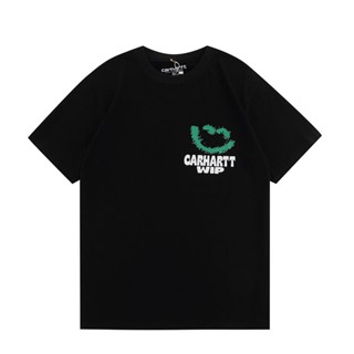 Carhartt เสื้อยืดแขนสั้นลําลอง ทรงหลวม พิมพ์ลายหน้ายิ้ม แฟชั่นฤดูร้อน สําหรับผู้ชาย และผู้หญิง