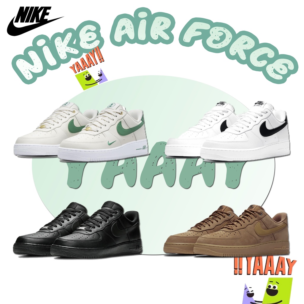 รองเท้าผ้าใบ NIke Air Force 1 Low White-green Black-white black wheaten sneakers