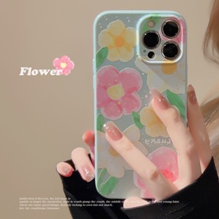 เคสโทรศัพท์มือถือ TPU นิ่ม กันฝุ่น ลายภาพวาดสีน้ํามัน รูปดอกไม้ สําหรับ iPhone 14 Plus 13 12 11 Pro Max 14pro