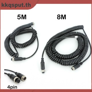 สายเคเบิลเชื่อมต่อ 5/8 ม. 4 Pin core spring Aviation male to female สําหรับกล้องมอนิเตอร์รถบรรทุก THK2