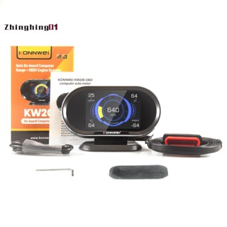 Konnwei KW206 เครื่องวัดความเร็วน้ํามันเชื้อเพลิงรถยนต์ OBD2 HUD