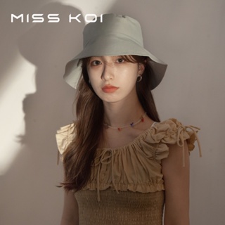 Misskoi [พร้อมส่ง] หมวกบักเก็ต ป้องกันรังสีอัลตราไวโอเลต ประดับโบว์ สไตล์เกาหลี สําหรับผู้หญิง