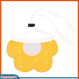 Happaypart|  ปลอกคอผ้าเช็ดหน้า ผ้ากันเปื้อนน้ําลาย แบบถัก ลายดอกไม้น่ารัก สําหรับสัตว์เลี้ยง สุนัข ผึ้ง