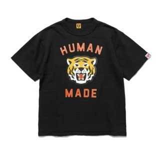 เสื้อยืดแขนสั้น พิมพ์ลายตัวอักษรเสือ HUMAN MADE สไตล์สตรีท แฟชั่นสําหรับผู้ชาย และผู้หญิง