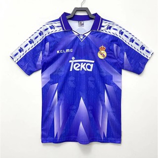 เสื้อกีฬาแขนสั้น ลายทีมฟุตบอล Real Madrid 96-97 ชุดเยือน สไตล์เรโทร