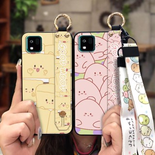 cartoon Back Cover Phone Case For Kyocera Kantan Sumaho3/A205KC painting flowers ring Phone Holder cute Anti-dust Lanyard