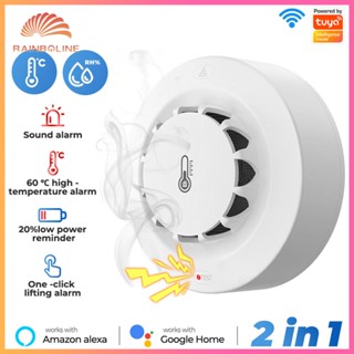 เซนเซอร์เตือนไฟไหม้ WiFi 2.4GHz ควบคุมด้วยเสียง ติดเพดาน พร้อมระบบเตือนอุณหภูมิ และความชื้น