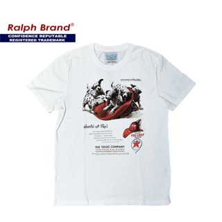 เสื้อยืดแขนสั้นคอกลมRalph Brand Classic เสื้อยืดผู้ชาย ผ้าCotton100% ฟอก ลาย TexacoCotton 100%  [S-5XL]