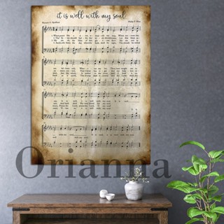 แผ่นผ้าใบ พิมพ์ลาย Amazing Grace Old Rugged Cross It Is Well with My Soul สไตล์วินเทจ 0711
