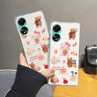 พร้อมส่ง เคสโทรศัพท์มือถือแบบนิ่ม ใส กันกระแทก กันรอยเลนส์กล้อง ลายการ์ตูนคิตตี้น่ารัก สําหรับ OPPO A78 4G A78 5G 2023 OppoA78