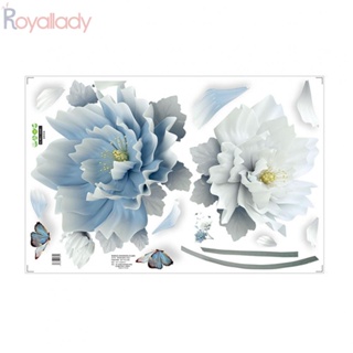 #ROYALLADY#Wall สติกเกอร์พีวีซี รูปผีเสื้อ ดอกไม้ ดอกบัว 3D ลอกออกได้ สําหรับติดตกแต่งผนัง