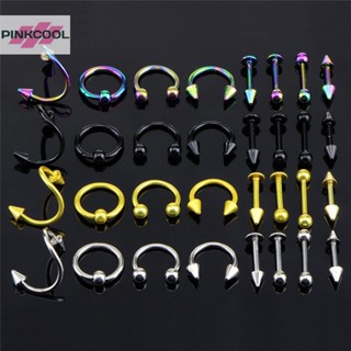 Pinkcool 16 ชิ้น / เซต สเตนเลส เกลียว หน้าท้อง ลิ้น บาร์ แหวน คิ้ว เครื่องประดับ ขายดี