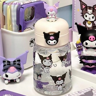 Brightstar ขวดน้ําพลาสติก ลายการ์ตูนอนิเมะ Kuromi Melody Cinnamoroll Sanrio พร้อมหลอดดูด