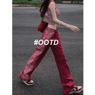 OOTD SHOP กางเกงขายาว กางเกงยีนส์ผู้หญิง ผู้หญิงแฟชั่นเกาหลี A97L0KF