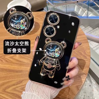 พร้อมส่ง เคสโทรศัพท์มือถือนิ่ม ป้องกันเลนส์กล้อง ลายหมีอวกาศน่ารัก สีดํา สําหรับ VIVO Y27 Y78 Y02T 4G 5G 2023