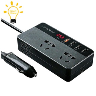 หม้อแปลงไฟฟ้าอินเวอร์เตอร์ DC 12V 24V เป็น AC 220V USB สําหรับรถยนต์