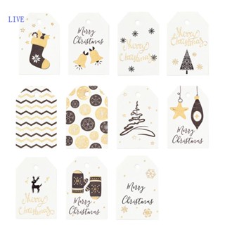 Live ที่คั่นหนังสือ ป้ายแท็กฟอยล์ สีทอง ลาย Merry Christmas Wishing Elements 100 ชิ้น